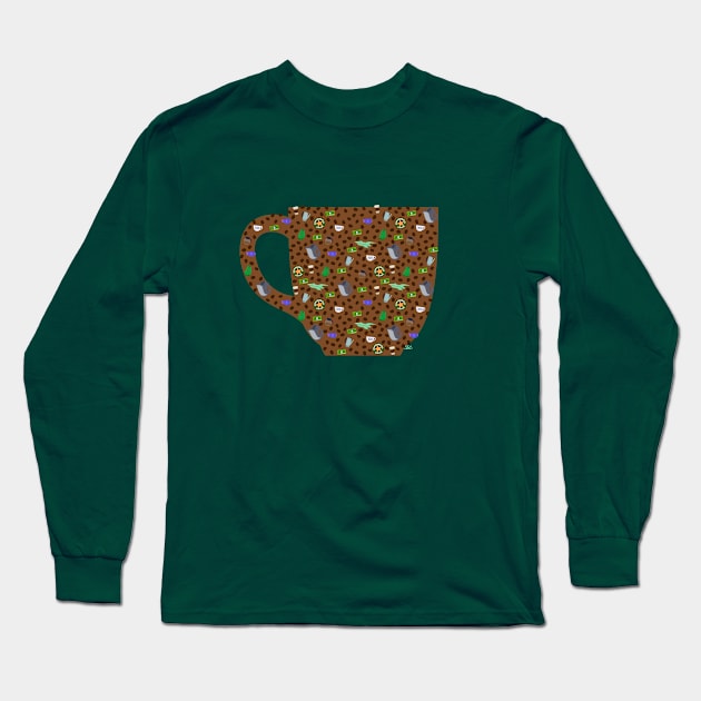 100 Cups of Coffee (Shape) Long Sleeve T-Shirt by SpectreSparkC